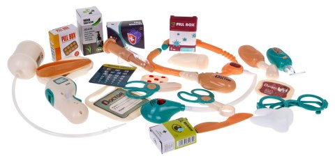 Zestaw lekarski dla dzieci 3+ Wózek + panel EKG 24 el. Kardiolog Dentysta Ortopeda Pielęgniarka