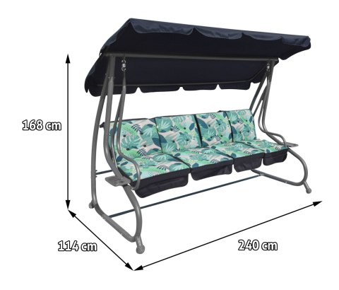 Ogromna Huśtawka Ogrodowa Siedzisko Plecionka 2x1 Liście Monstery