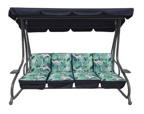 Ogromna Huśtawka Ogrodowa Siedzisko Plecionka 2x1 Liście Monstery