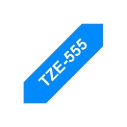 Brother | 555 | Laminated tape | Thermal | White on blue | Roll (2.4 cm x 8 m)