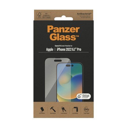 PanzerGlass | Ochraniacz ekranu - szkło | Apple iPhone 14 Pro | Politereftalan etylenu (PET) | Przezroczysty PanzerGlass | Ochraniacz ekranu - szkło | Apple iPhone 14 Pro | Politereftalan etylenu (PET) | Przezroczysty