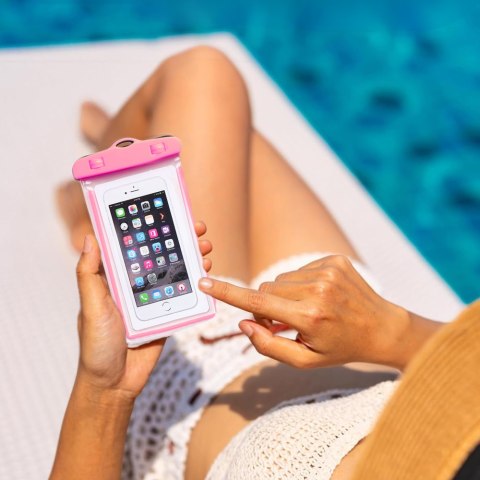 ETUI WODOODPORNE WODOSZCZELNE CASE NA TELEFON FLUORESCENCYJNE RÓŻOWE