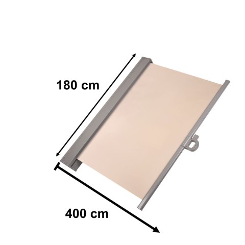 Markiza boczna tarasowa LUARO parawan zwijana 180 x 400 cm beżowa