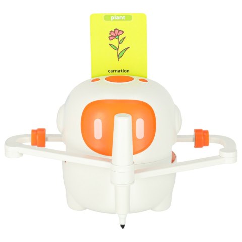 Robot edukacyjny interaktywny nauka rysowania pisania zestaw fiszki mazaki pomarańczowy