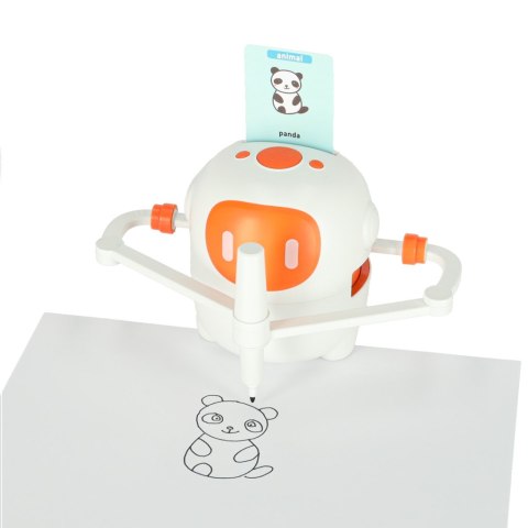 Robot edukacyjny interaktywny nauka rysowania pisania zestaw fiszki mazaki pomarańczowy