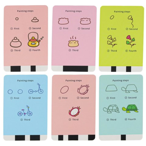 Robot edukacyjny interaktywny nauka rysowania pisania zestaw fiszki mazaki pomarańczowy