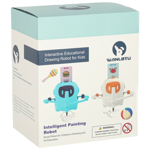 Robot edukacyjny interaktywny nauka rysowania pisania zestaw fiszki mazaki pomarańczowy