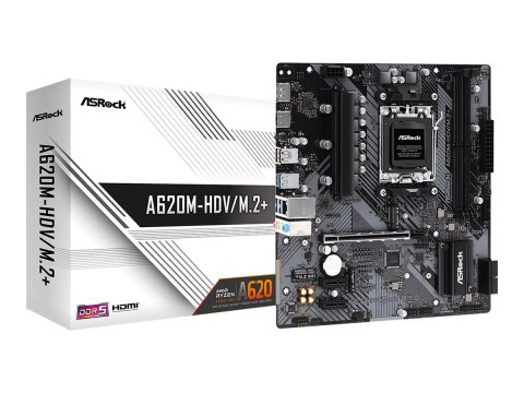 ASRock A620M-HDV/M.2+ | Processor family AMD | Processor socket AM5 | DDR5 | Supported hard disk drive interfaces SATA, M.2 | Nu