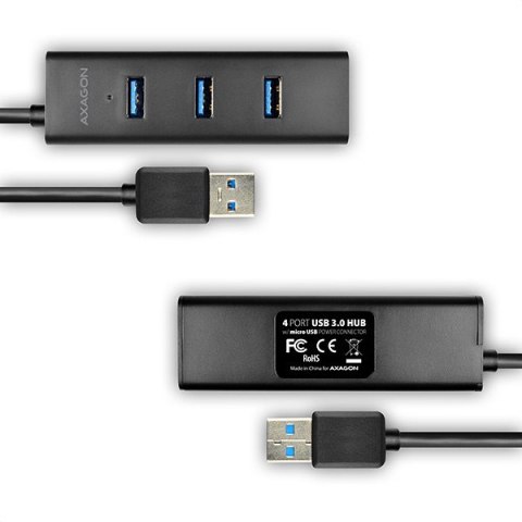 AXAGON Four-port USB 3.0 hub with fast charging and power support | HUE-S2B