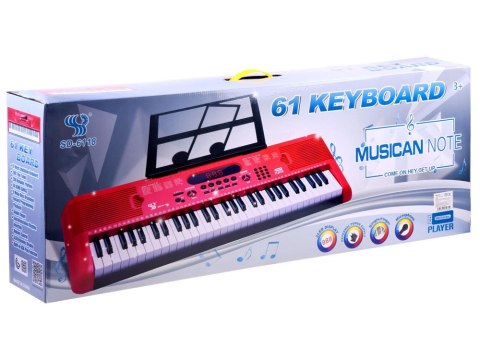 Organy Keyboard z mikrofonem 61kl czerwone IN0132 Organy Keyboard z mikrofonem 61kl czerwone IN0132