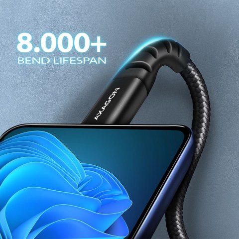 AXAGON Data and charging cable, 2 m | BUCM-AM20AB | USB Type-C to USB Type-A