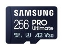 Samsung | Karta microSD | PRO Ultimate | 256 GB | Karta pamięci microSDXC | Pamięć flash klasy U3, V30, A2 | Adapter SD