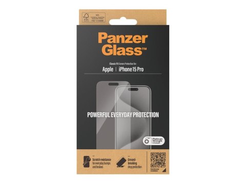 PanzerGlass | Ochraniacz ekranu - szkło | Apple iPhone 15 Pro | Szkło hartowane | Przezroczysty
