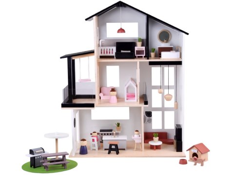 Nowoczesny Drewniany Domek dla Lalek w Stylu LOFT + lalki meble ZA5073 Nowoczesny Drewniany Domek dla Lalek w Stylu LOFT + lalki meble ZA5073