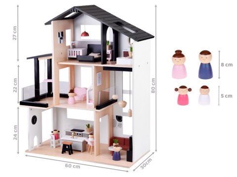 Nowoczesny Drewniany Domek dla Lalek w Stylu LOFT + lalki meble ZA5073 Nowoczesny Drewniany Domek dla Lalek w Stylu LOFT + lalki meble ZA5073