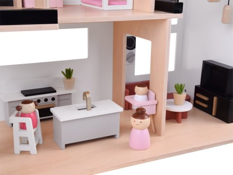 Nowoczesny Drewniany Domek dla Lalek w Stylu LOFT + lalki meble ZA5073 Nowoczesny Drewniany Domek dla Lalek w Stylu LOFT + lalki meble ZA5073