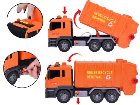 Duże Auto Śmieciarka z kubłami Ruchomy Kontener + dźwięk + światło ZA5228 Duże Auto Śmieciarka z kubłami Ruchomy Kontener + dźwięk + światło ZA5228