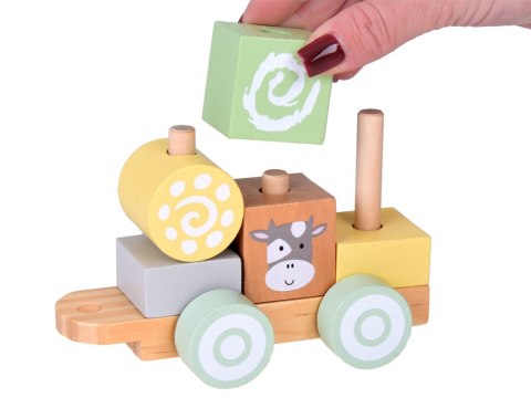 Miętowa Drewniana Kolejka Lokomotywa z Wagonami i Klockami 23 ele ZA5262 Miętowa Drewniana Kolejka Lokomotywa z Wagonami i Klockami 23 ele ZA5262