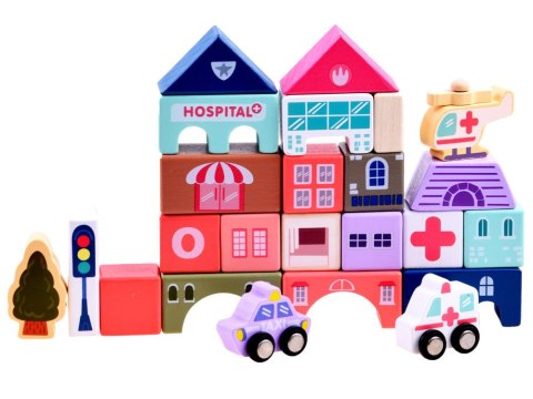 Pastelowy Zestaw Klocki drewniane Miasteczko + Mata puzzle 115 ele ZA5373 Pastelowy Zestaw Klocki drewniane Miasteczko + Mata puzzle 115 ele ZA5373