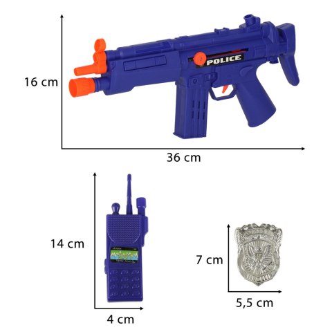 Zestaw policyjny małego policjanta pistolet karabin maska kajdanki akcesoria policyjne