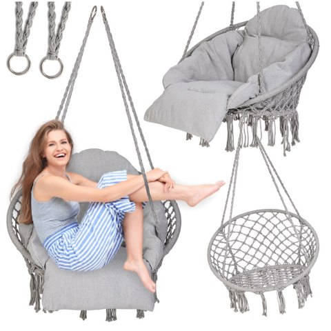 Huśtawka ogrodowa bocianie gniazdo z poduszką XXL szary 150kg Huśtawka ogrodowa bocianie gniazdo z poduszką XXL szary 150kg