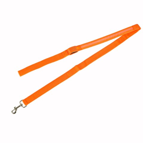 Smycz dla psa kota świecąca spacer jesień zima noc LED 1,2 m pomarańczowa