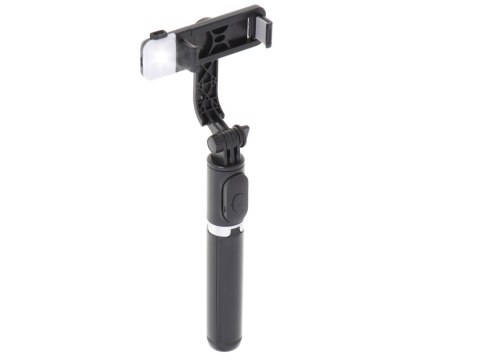 Kijek do selfie z pilotem Bluetooth statyw tripod lampka LED czarny