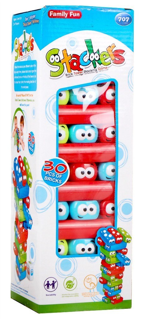 Gra zręcznościowa Dżenga Junior dla dzieci 3+ Chwiejąca się Wieża z Klocków + Kolorowe belki + Kostka Gra zręcznościowa Dżenga Junior dla dzieci 3+ Chwiejąca się Wieża z Klocków + Kolorowe belki + Kostka