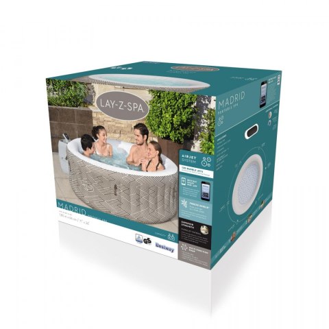 Madrid Lay-Z-Spa Jacuzzi do ogrodu BESTWAY 4-osobowe + Pompa z filtrem + Pokrywa